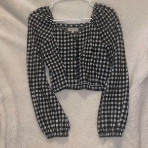 Madewell Gingham Cropped Button Up Top